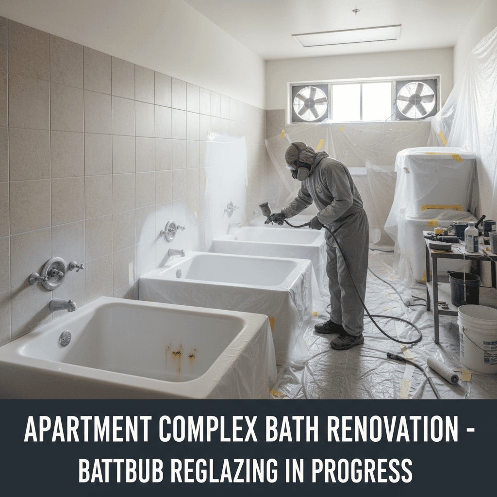 Bathtub refinishing project in multi-family apartment complex